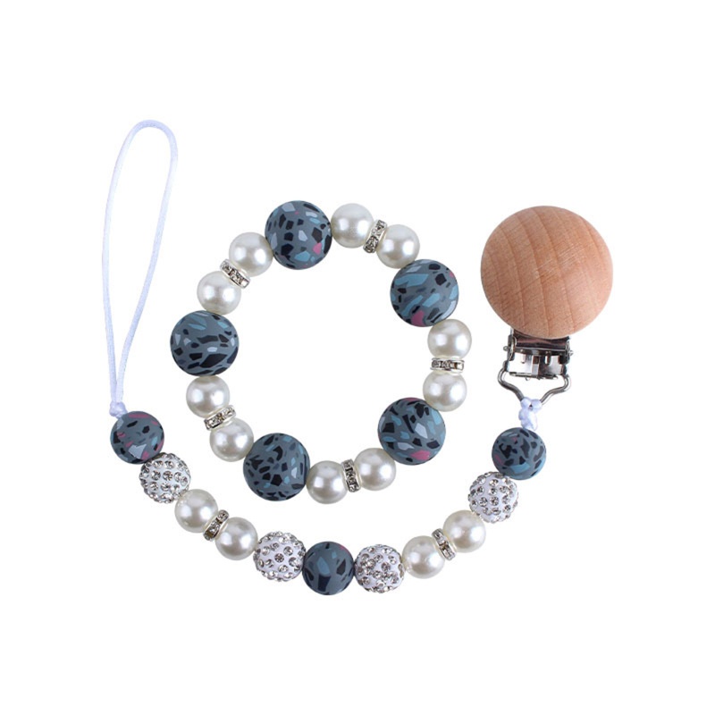 Vòng Tay Chuỗi Hạt Silicone Đính Núm Vú Giả Cho Bé Mọc Răng