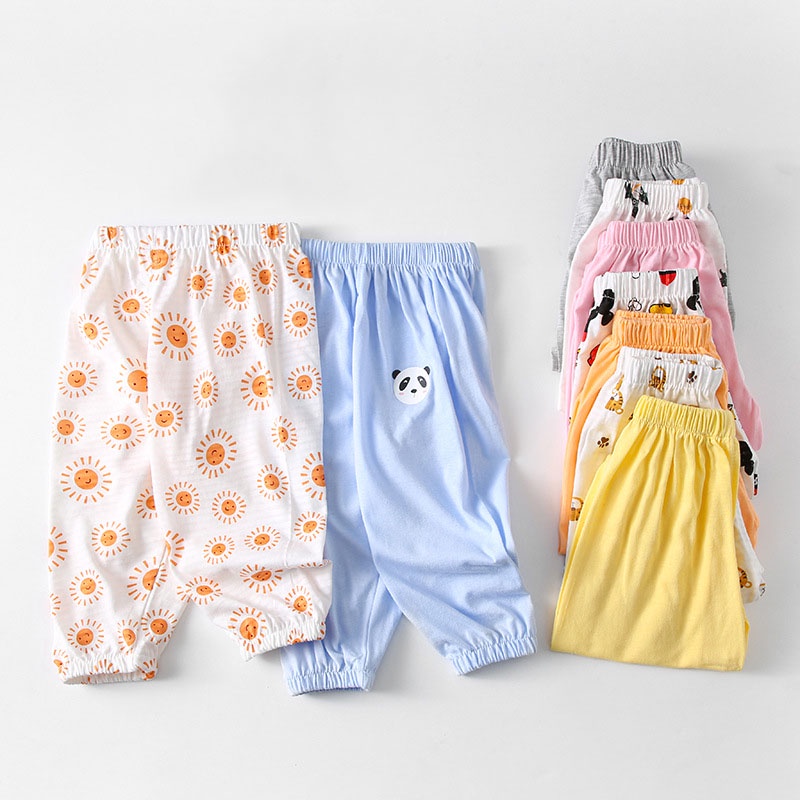 Quần dài SANITKUN 100% cotton ống rộng chống muỗi họa tiết hoạt hình cho bé
