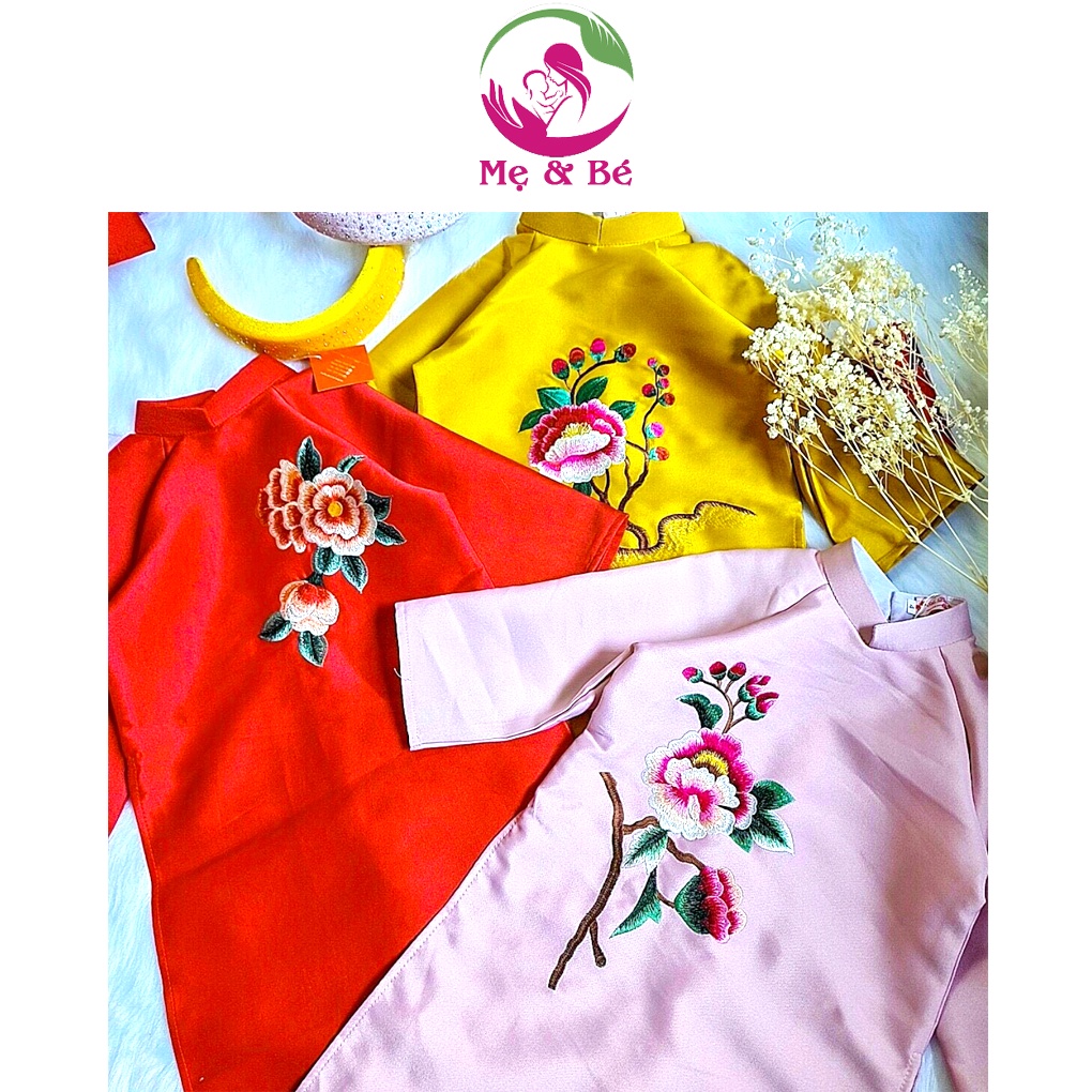 Sét Áo Dài Bé Trai + Gái Thêu Xịn Sò Hàng Đẹp Bao Phê Size Cho Các Bé Từ 1-10 Tuổi