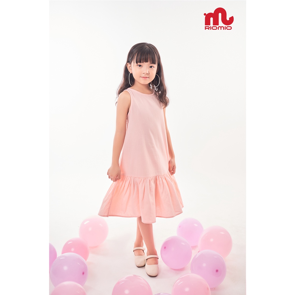 Váy bé gái 3-11 tuổi (15-40kg) RIOMIO công chúa sát nách dáng suông chất đũi mềm mát cho bé gái - RV22102