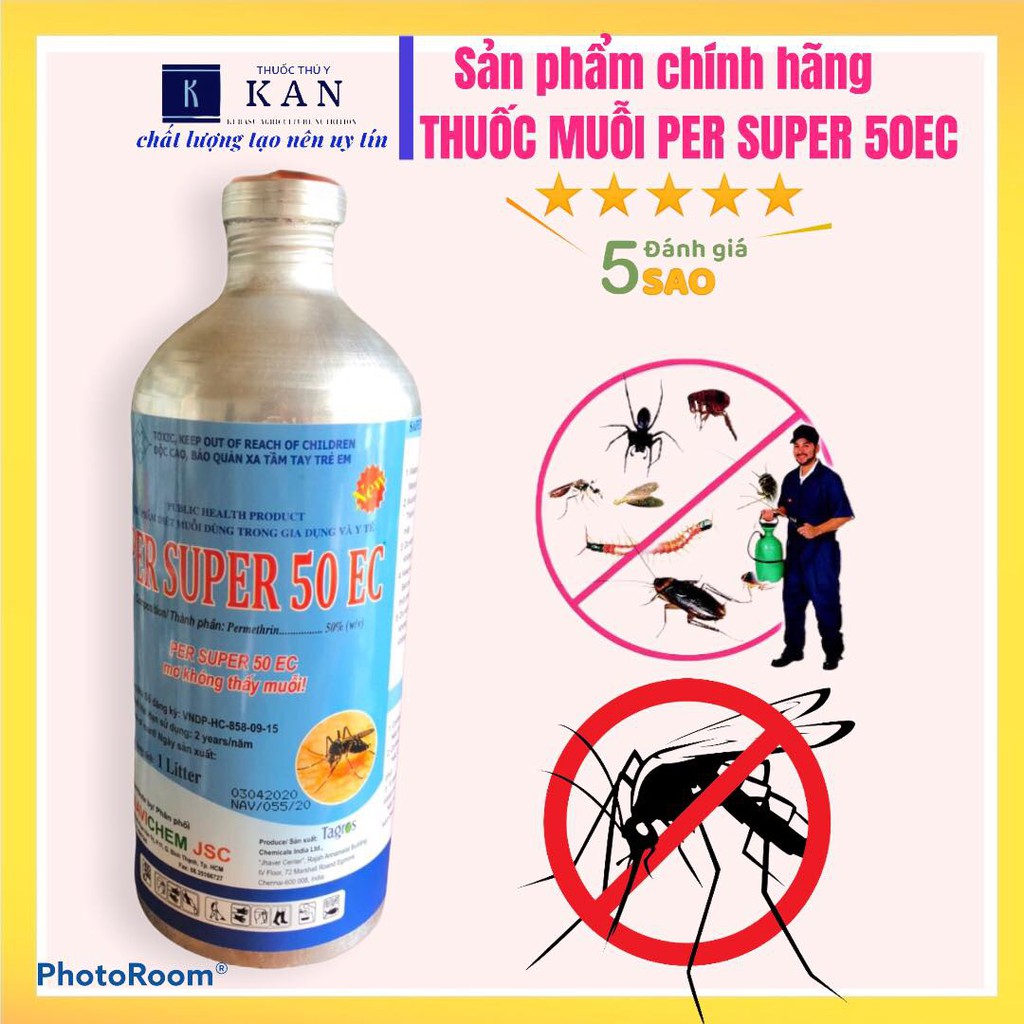 Thuốc diệt muỗi, diệt côn trùng, diệt kiến, diệt ruồi vang, diệt bọ các loại Per super 50 ec hàng ấn độ chai 1l