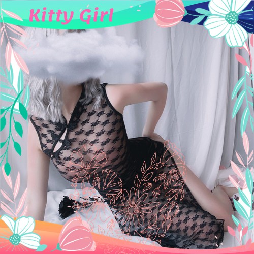 Cosplay Sexy Sườn Xám Ren Xuyên Thấu Dáng Dài Cổ Tàu Kèm Quần Lót Lọt Khe Quyến Rũ CO15 | BigBuy360 - bigbuy360.vn