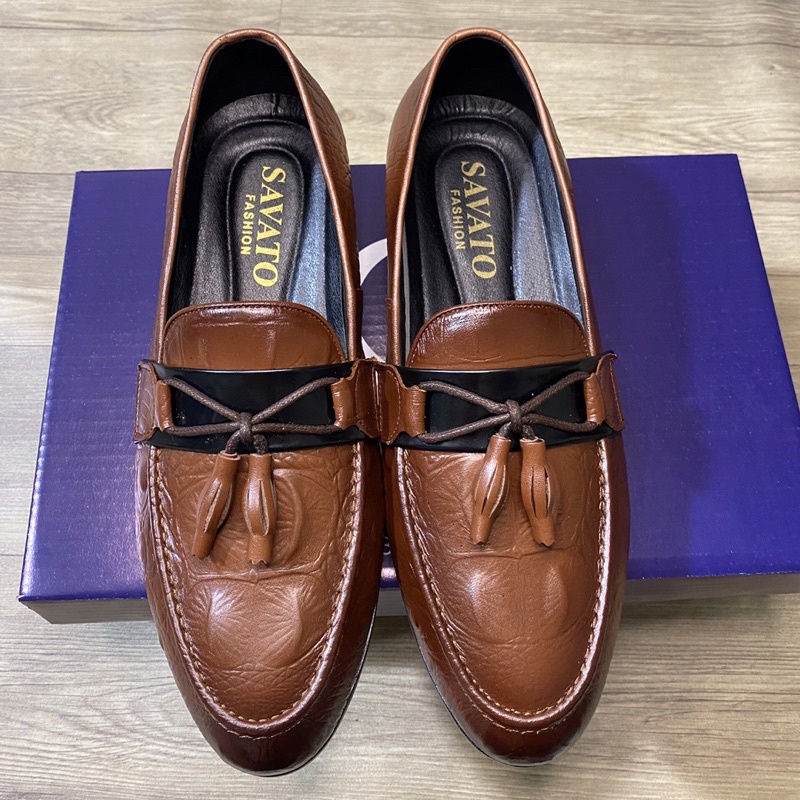 Giày lười nam da bò ĐÁNH MÀU CAO CẤP - ĐẾ KHÂU CỰC BỀN ✅ Giày da nam thời trang 🎁 Màu đen-nâu sang trọng