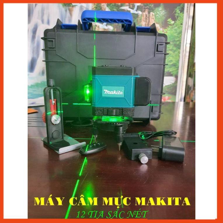 Máy cân mực bắn cốt máy cân bằng laser MAKITA 12 tia xanh laze có điều khiển, sạc, chân đế máy, hộp nhựa