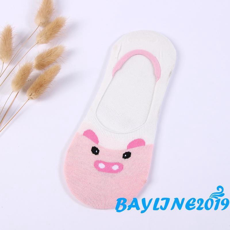 Vớ cổ thấp không trượt bằng vải cotton họa tiết động vật