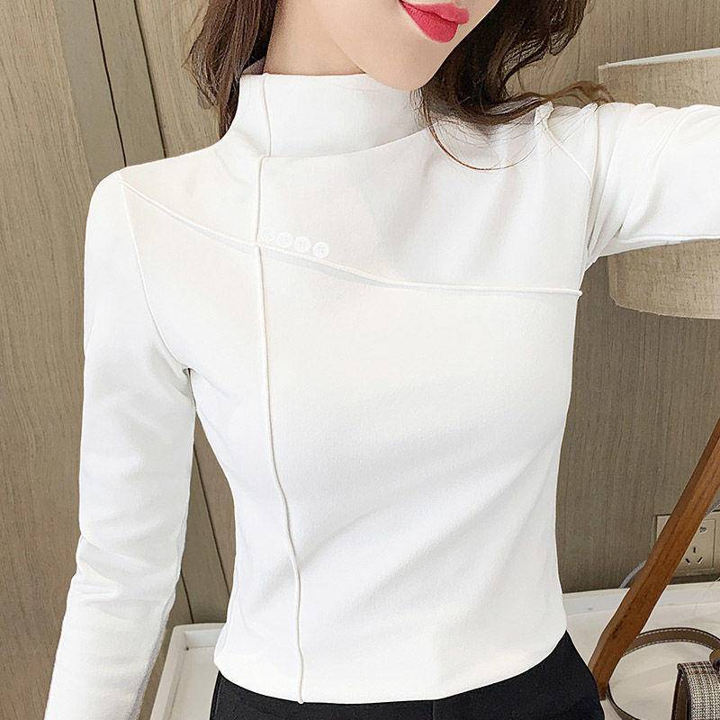 Áo thun tay dài cổ cao size lớn cho phụ nữ trung niên