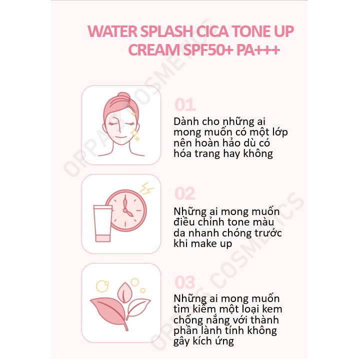 Kem chống nắng nâng tone ESPOIR WATER SPLASH CICA TONE UP CREAM SPF50+ PA+++