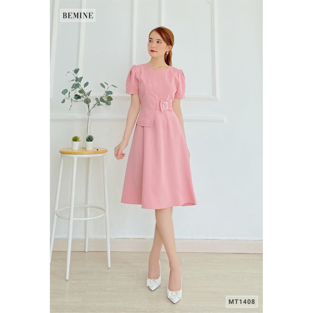 [Mã WABRWA15 giảm 15% đơn 300K] Đầm khoen nịch cổ tròn BEMINE MT1408HONG | BigBuy360 - bigbuy360.vn