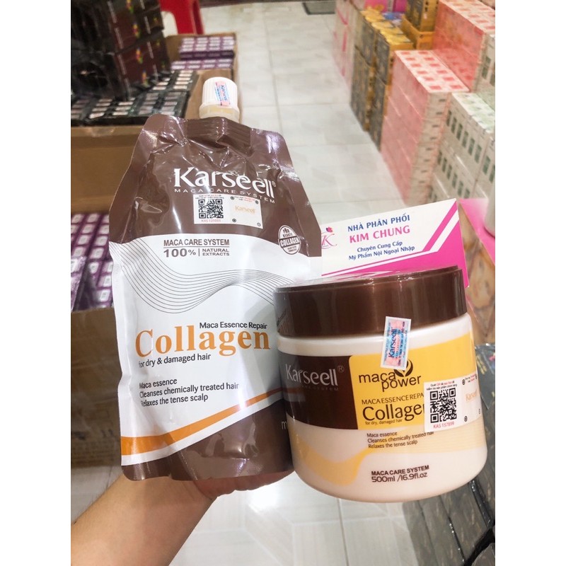 FreeShip Kem Hấp - Ủ- Xả Phục Hồi Tóc Collagen Karseell Maca 500ml Hàng Chính Hãng
