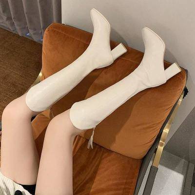 Giày Boot Cao Gót Mũi Vuông Thiết Kế Mới Thời Trang Mùa Thu Đông Dành Cho Nữ
