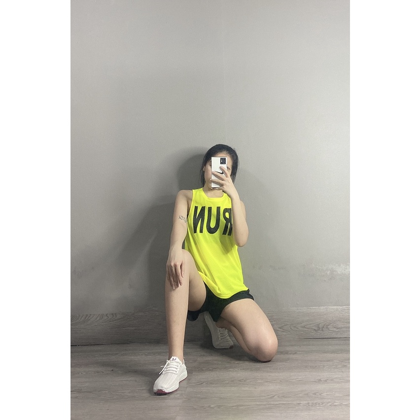 Áo Tanktop Tập Gym Nữ RUN 02 Thun Lưới Thoáng Mồ Hôi