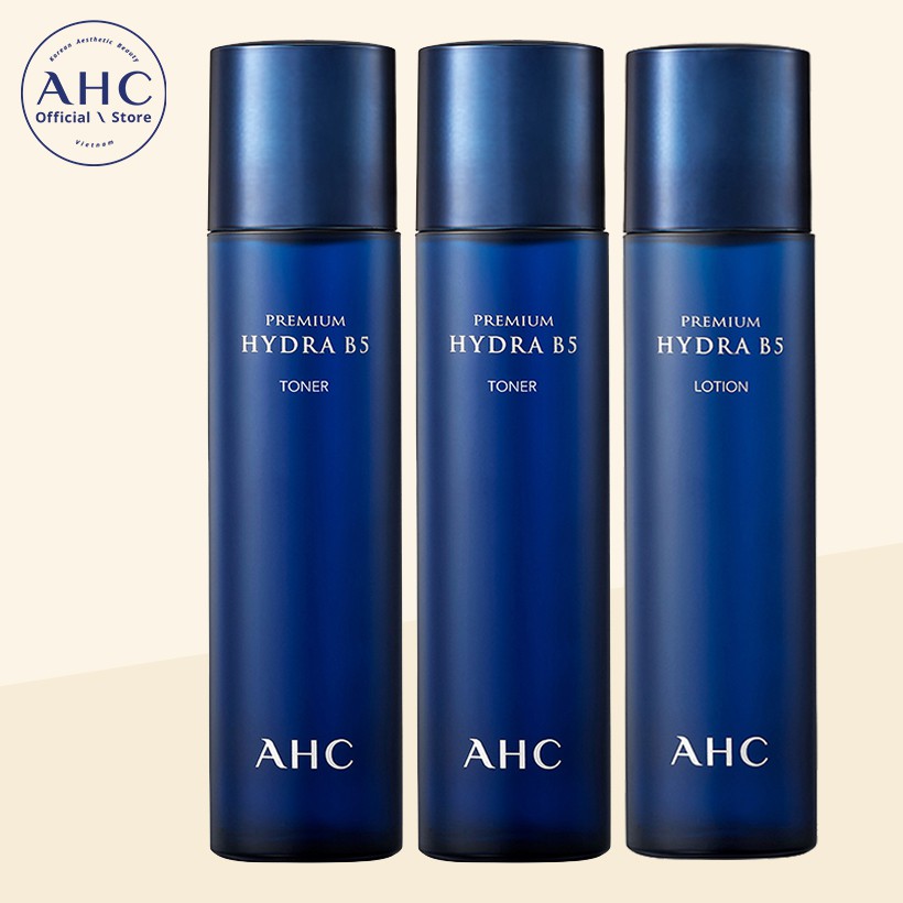 Combo 2 Nước hoa hồng dưỡng ẩm AHC premium Hydra B5 Toner 120ml + Kem dưỡng da AHC premium Hydra B5 