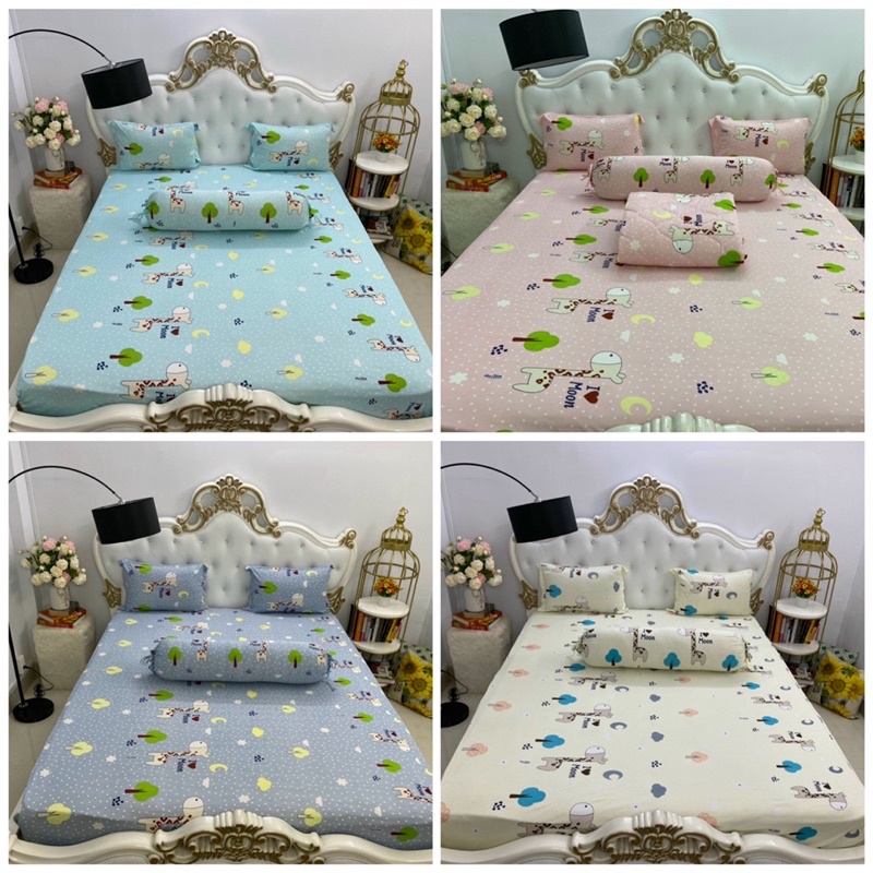 Bộ ga và vỏ gối thun Hàn mẫu hưu bi