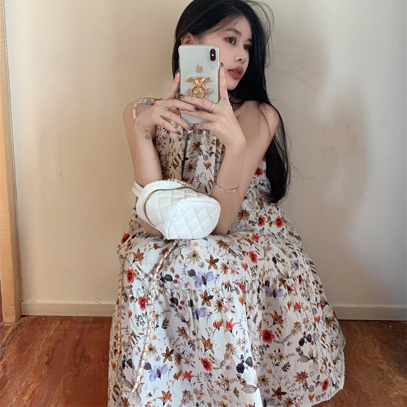 Đầm Chữ A Hai Dây Dáng Rộng Họa Tiết Hoa Thời Trang Mùa Hè Cho Nữ