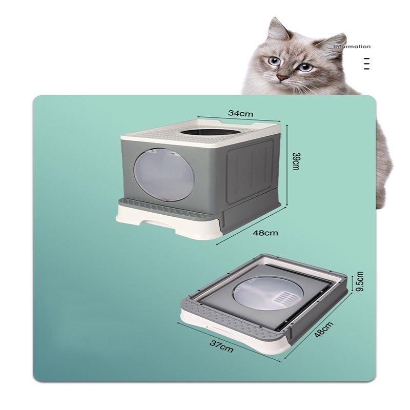 Nhà Vệ Sinh Cao Cấp Vuông Lớn 2 Cửa Chống Văng Cát Có Ngăn Kéo Cho Mèo NVS4534 MIAOCAT