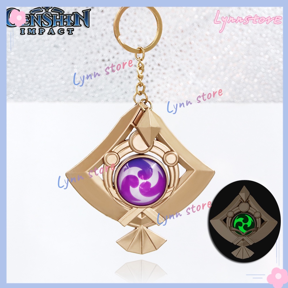 Genshin Impact Yae Miko Inazuma Thunder Vision Móc Khóa Mặt Kính Dạ Quang Hai Mặt Bằng Kim Loại Kích Thước Lớn