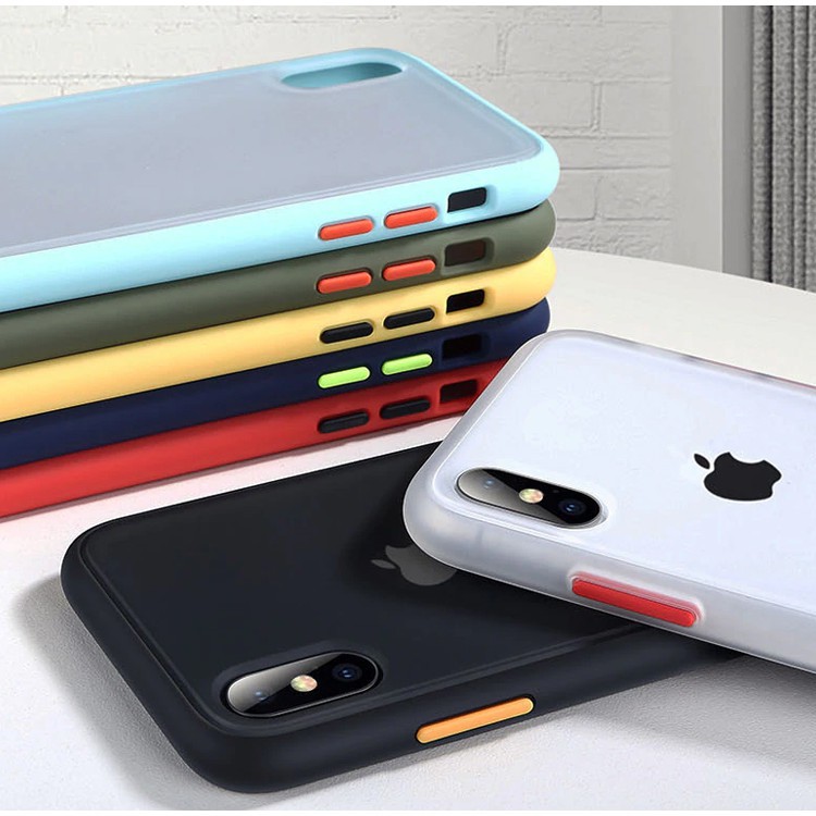 Ốp lưng iPhone 6/6 Plus 7/7 Plus/8 Plus/ X/ XS/ XS Max/ XR/ 11/ 11 Pro/11 ProMax chống sốc ốp nhám mờ viền màu