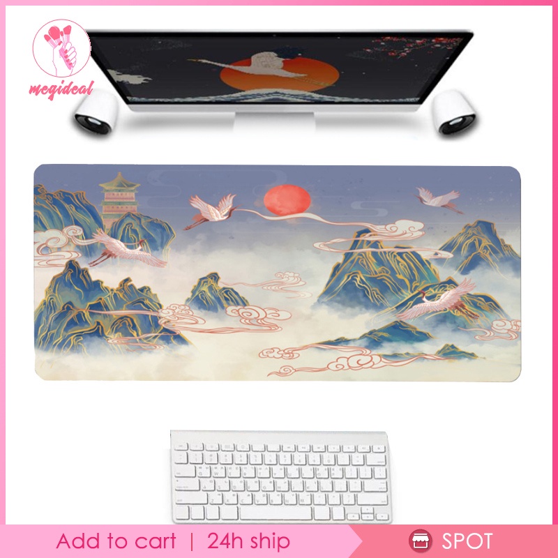 Tấm Lót Chuột Và Bàn Phím Cỡ Lớn 90x40cm In Họa Tiết Phong Cách Trung Hoa Cổ Điển Độc Đáo