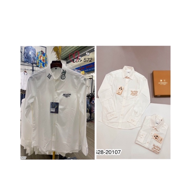 Áo Sơ Mi Nam LV Thêu Logo Hoa Cổ Siêu Đẹp - Áo Sơ Mi Nam Thêu Chữ Túi Ngực Siêu Chất