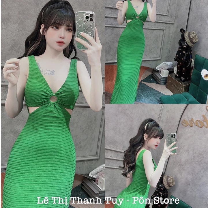 Đầm Ôm Body Dáng Dài Khoét Eo Xẻ Tà Dự Tiệc Đi Biển, Dạo Phố Sang Chảnh Thời Trang Hiết Kế Váy Nữ [xm M