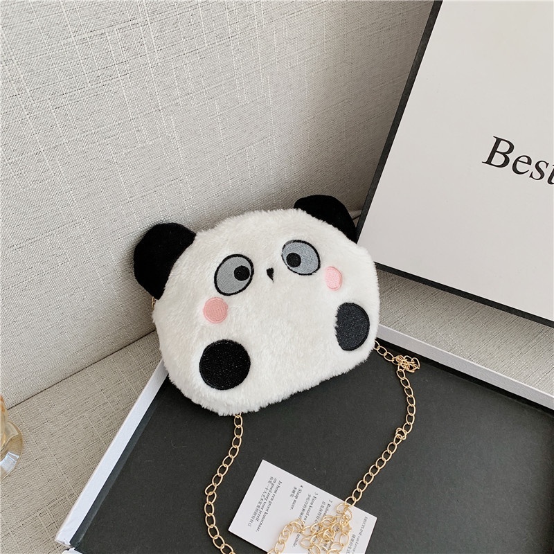 Túi Đeo Chéo Phủ Bông Mềm Mại Họa Tiết Gấu Trúc Hoạt Hình Đáng Yêu Phong Cách Harajuku Thời Trang Nữ