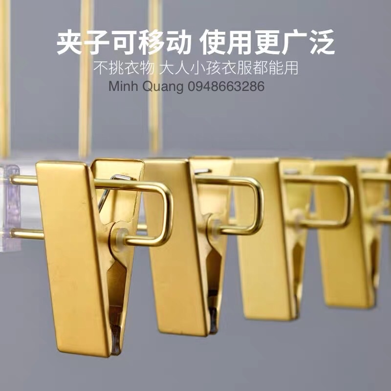 kẹp quần áo meka trong suốt đầu kẹp mạ vàng sang chảnh-chuyên dùng cho shop thời trang chụp hình, livestream