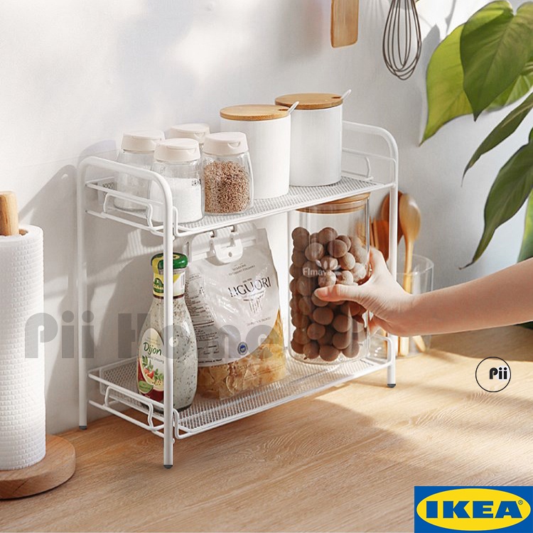 Kệ đựng đồ 2 tâng đa năng (gia vị, mỹ phẩm) khung thép lắp ráp TEVALEN IKEA