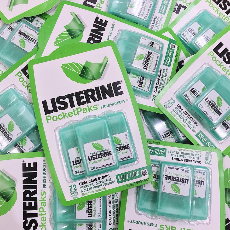 Giấy ngậm thơm miệng Listerine Freshburst Pocketpaks Breath Strips [vỉ 3 hộp x 24 miếng] -Có Sẵn