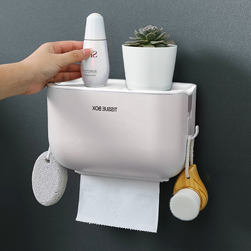 [Hàng Quảng Châu] Kệ hộp đựng giấy vệ sinh đa năng treo nhà tắm cao cấp
