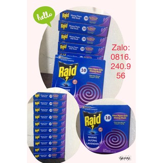 Combo 10 hộp nhang trừ muỗi raid hương lavender