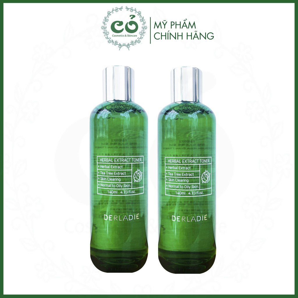 Toner Derladie Tràm Trà - Nước Hoa Hồng Giảm Mụn Cho Da Nhạy Cảm Derladie Herbal Extract Toner - Chai Màu Xanh 140ml