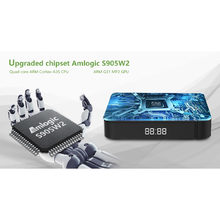 Android TV Box Tanix W2 WIFI 2.4/5G + Bluetooth - Amlogic S905W2 RAM 2G bộ nhớ EMMC 16G, Android 11