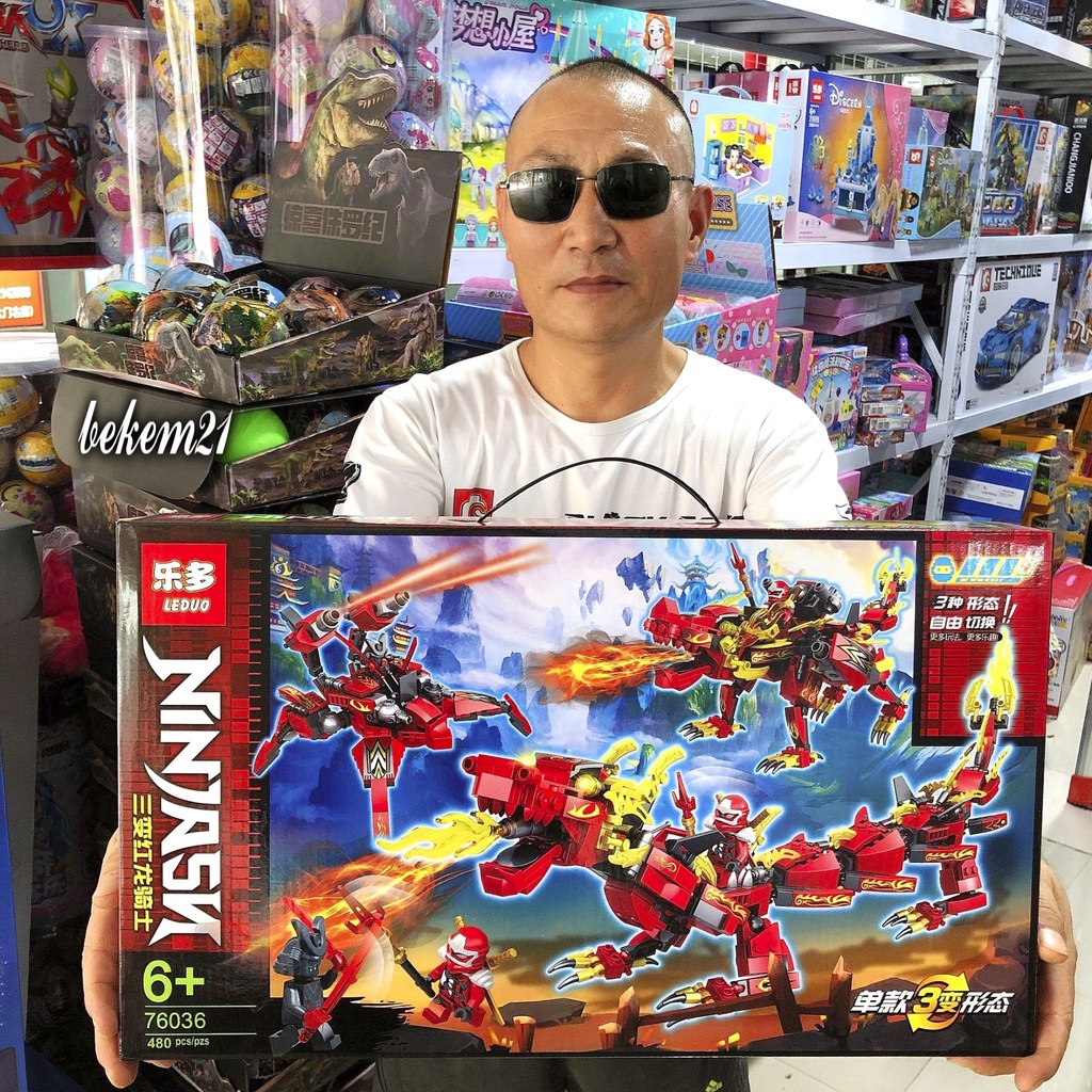 Lắp ráp lego con trai Ninja Rồng Sấm Sét báo lửa - LEDOU với 480 chi tiết