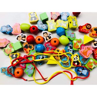 Đồ chơi xâu hạt bằng gỗ cho bé