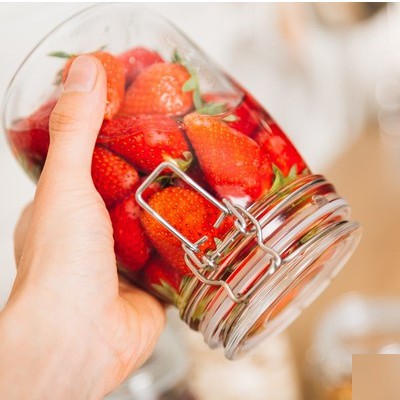 Hũ thủy tinh nắp cài inox 1000ml - hũ kẹp 1 lít
