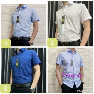 áo sơ mi nam cộc tay họa tiết vai lụa mềm mát