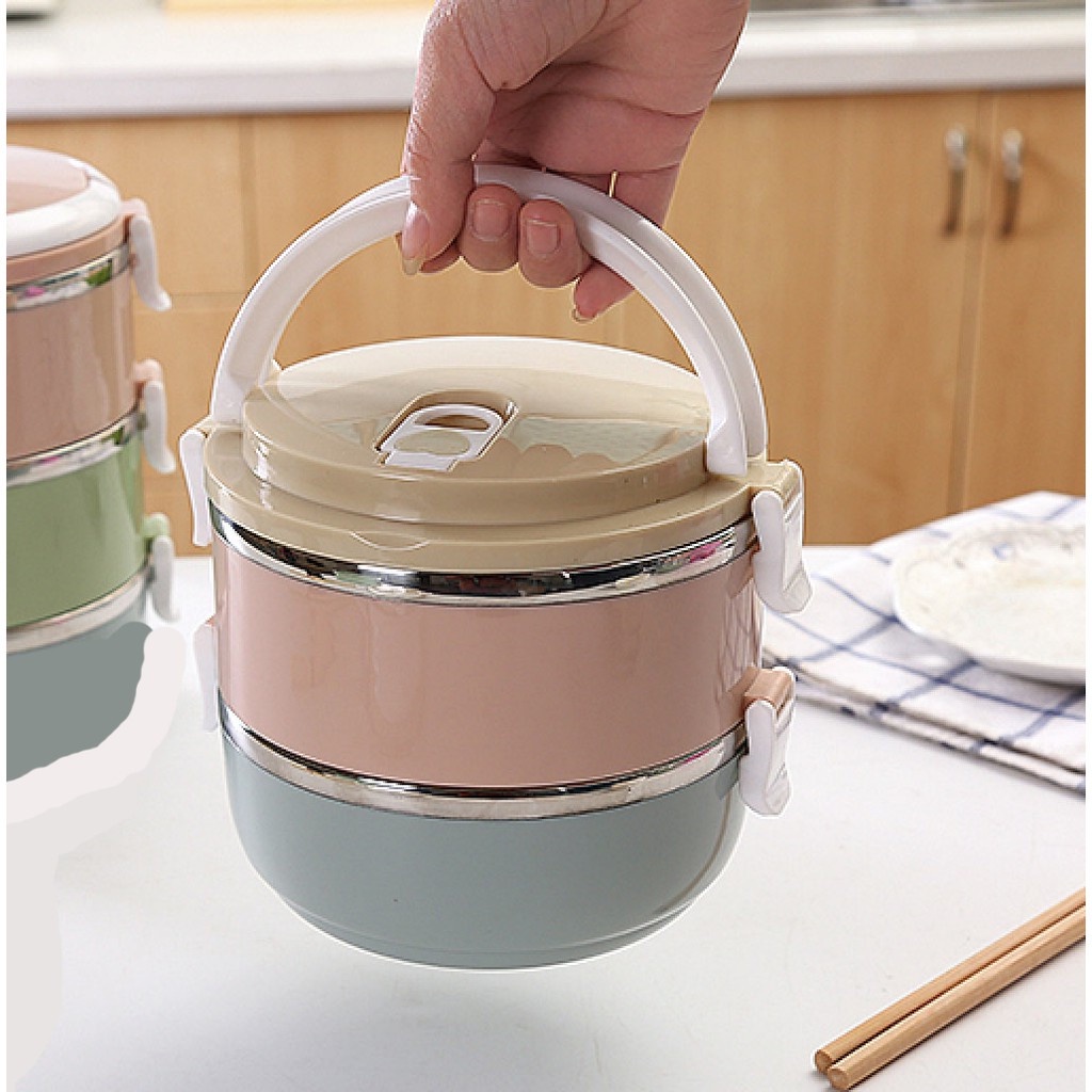 Hộp Đựng Cơm Giữ Nhiệt Ăn Trưa Văn Phòng 2 tầng Lõi Inox Giữ Nhiệt / Camen 2 Tầng Bằng Nhựa Lõi inox