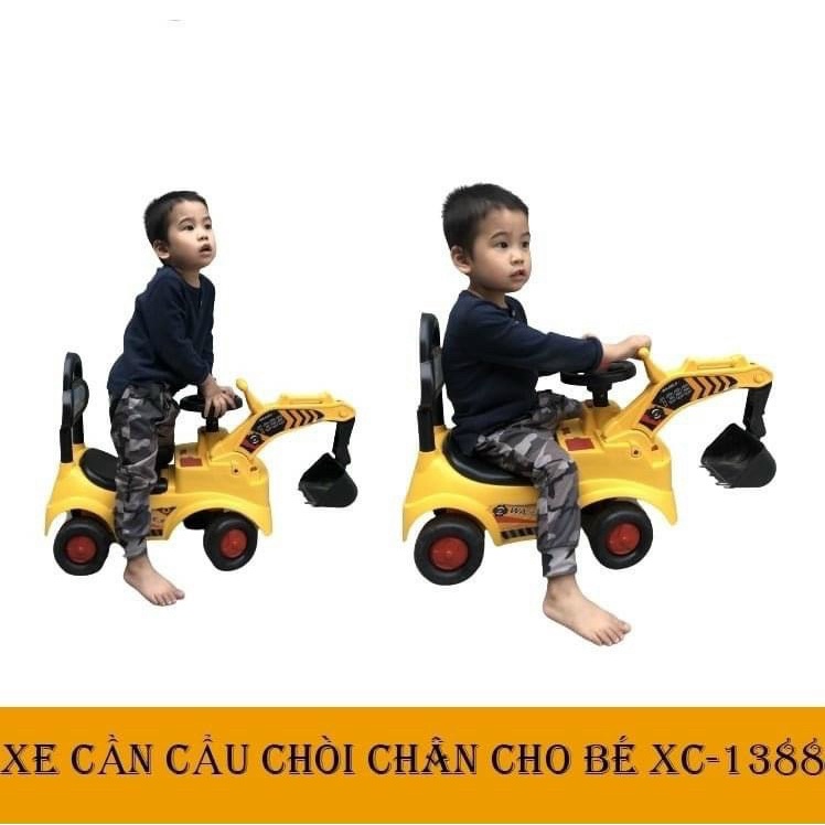 Xe cẩu máy xúc chòi chân có nhạc 2 trong 1 cho bé (giá rẻ )