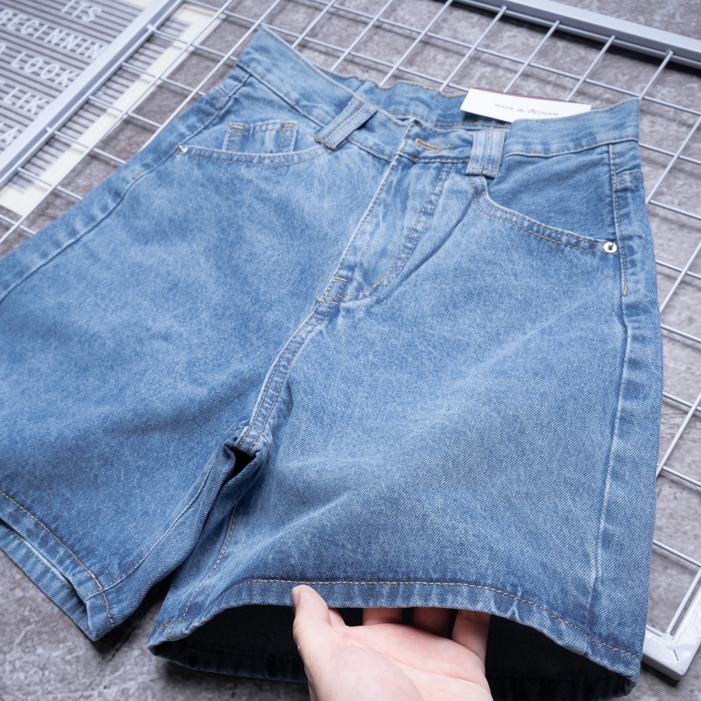 Quần Jean Nữ ngố trơn cạp cao ống rộng Hình ảnh thật | BigBuy360 - bigbuy360.vn