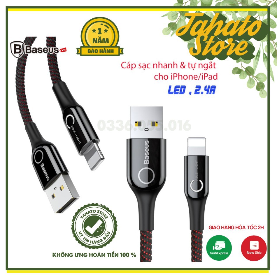 [CHÍNH HÃNG] Cáp sạc Nhanh,Tự Ngắt Baseus C-shaped Light - Bảo hành 12 tháng 1 ĐỔI 1