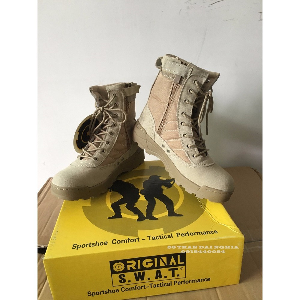 BÁN SỈ - Giày COMBAT ORIGINAL SWAT Mỹ cao cổ KAKI | BigBuy360 - bigbuy360.vn