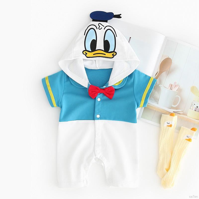 Áo liền quần có nón họa tiết hoạt hình đáng yêu cho bé