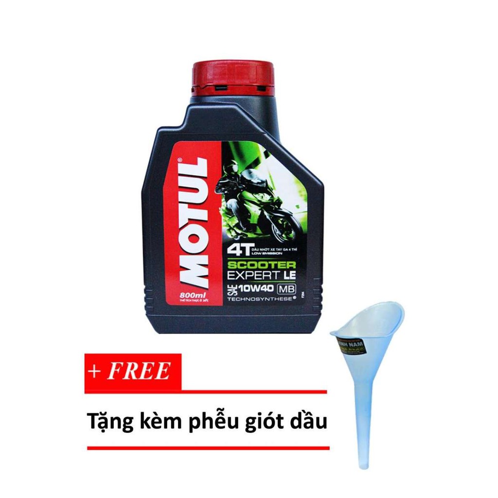 Nhớt Motul xe tay ga Scooter Expert LE 10W40 800ml tặng Phễu châm nhớt thân dài