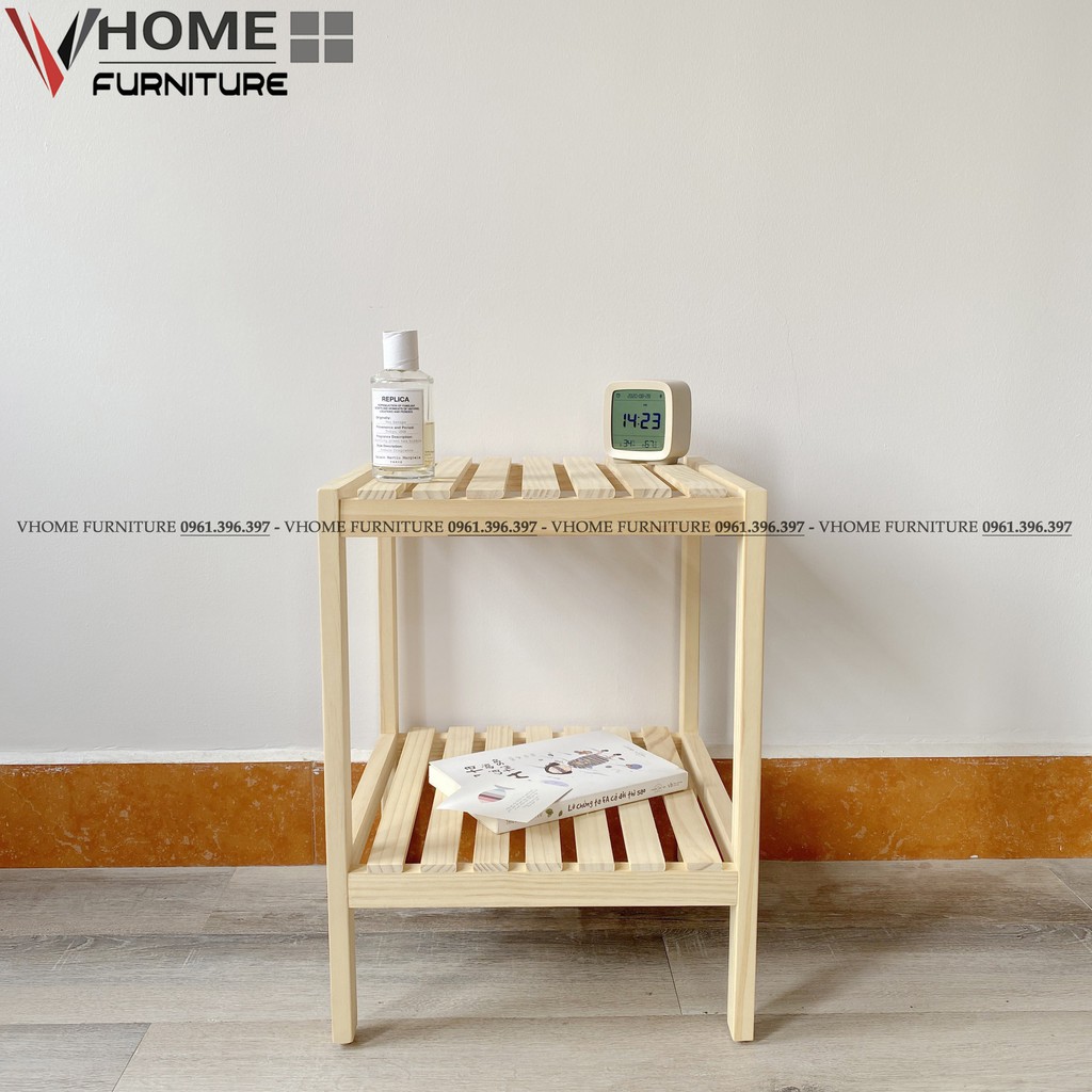 Kệ Đầu Giường Gỗ Thông VHOME Furniture Mặt Nan Gỗ 35cm x 35cm x 50cm Nội Thất Lắp Ráp | BigBuy360 - bigbuy360.vn