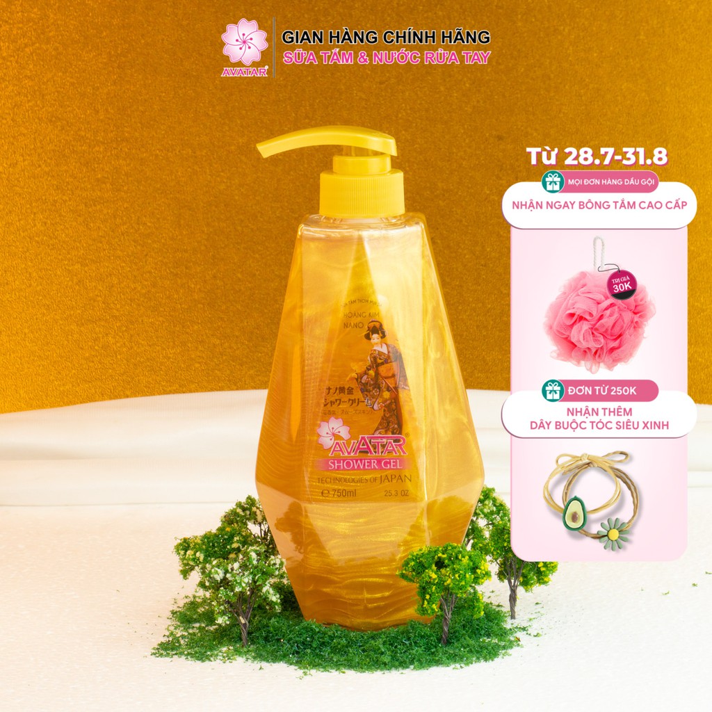 Sữa Tắm Vàng Hoàng Kim Nano Avatar - loại bỏ hắc tố, da sáng đều màu chống lão hóa da 750ml