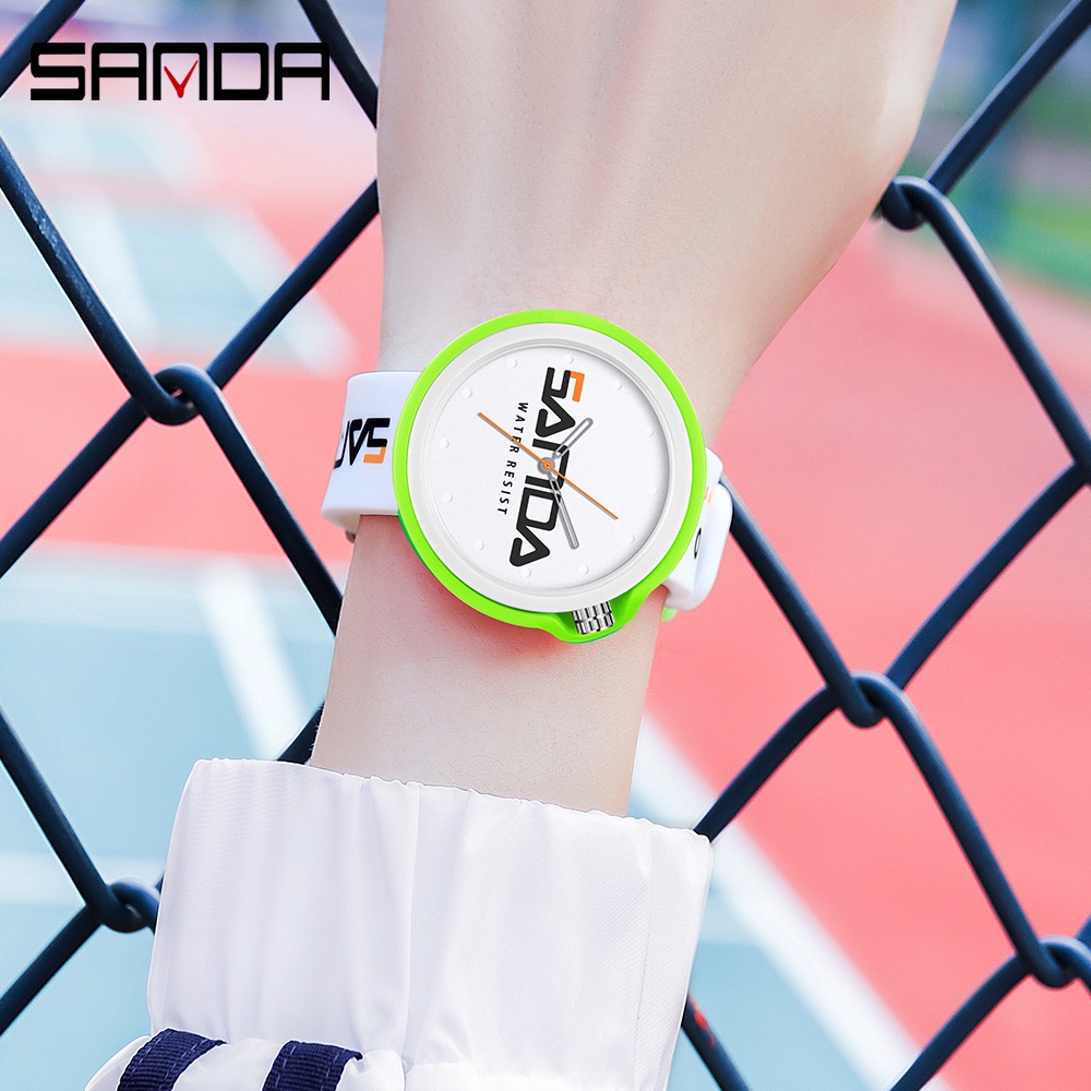 Đồng hồ thể thao Sanda 3200-15 chống thấm nước màu trơn thời trang cho nữ