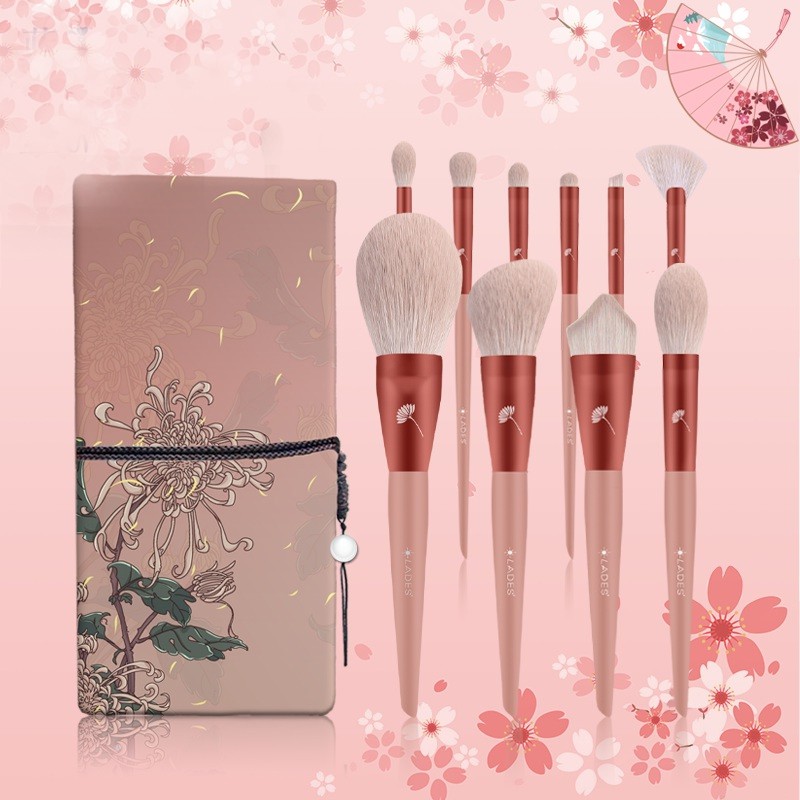 Bộ Cọ Trang Điểm Lades Màu Đỏ 10 Cây