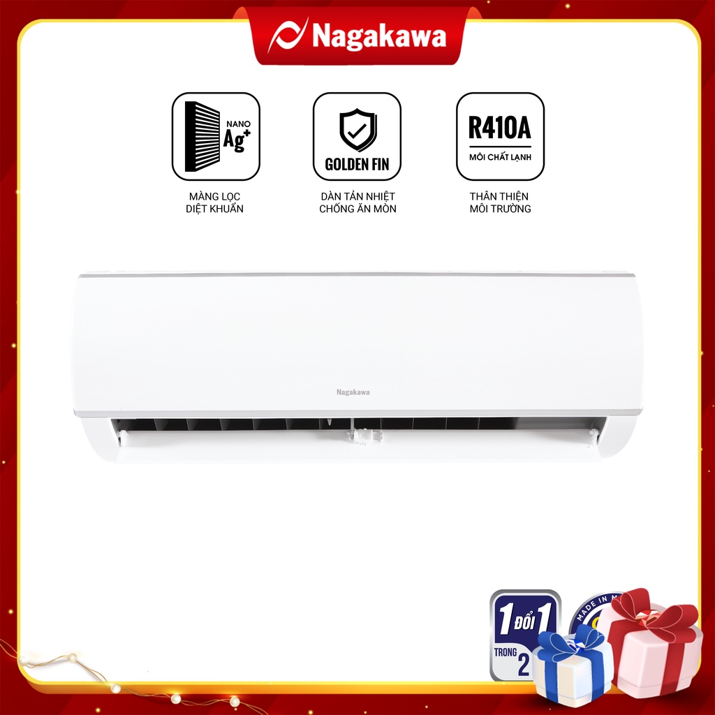 [Mã 252ELSALE hoàn 7% xu đơn 300K] Máy điều hòa 1 chiều 9000 BTU/H Nagakawa NS-C09R1M05 - Made in Malaysia - BH 2 năm