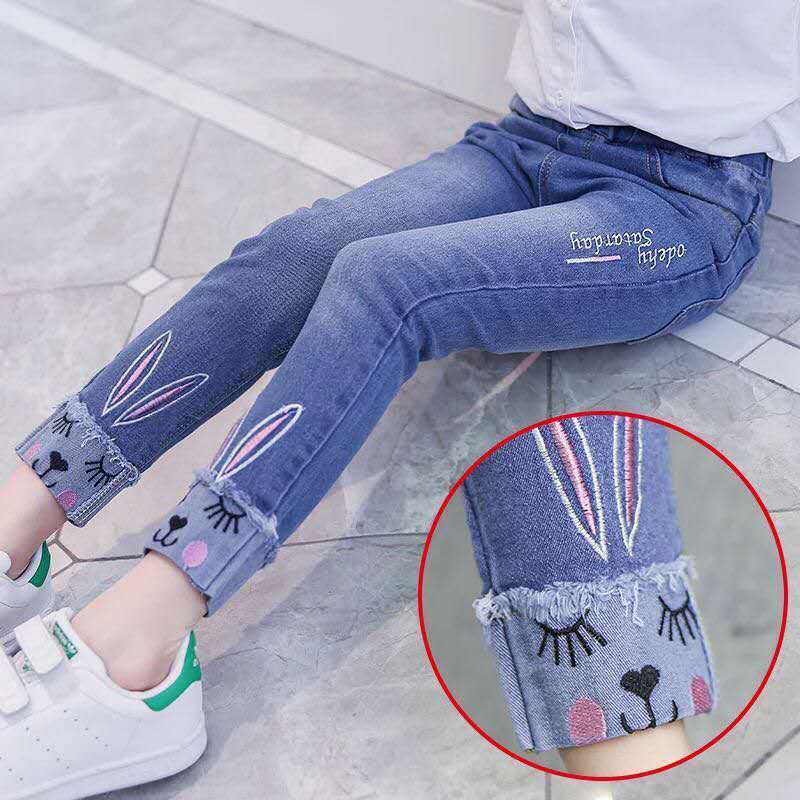 Quần Jeans Dài Phong Cách Phương Tây Thiết Kế Mới Thời Trang Mùa Xuân Thu Dành Cho Bé Gái