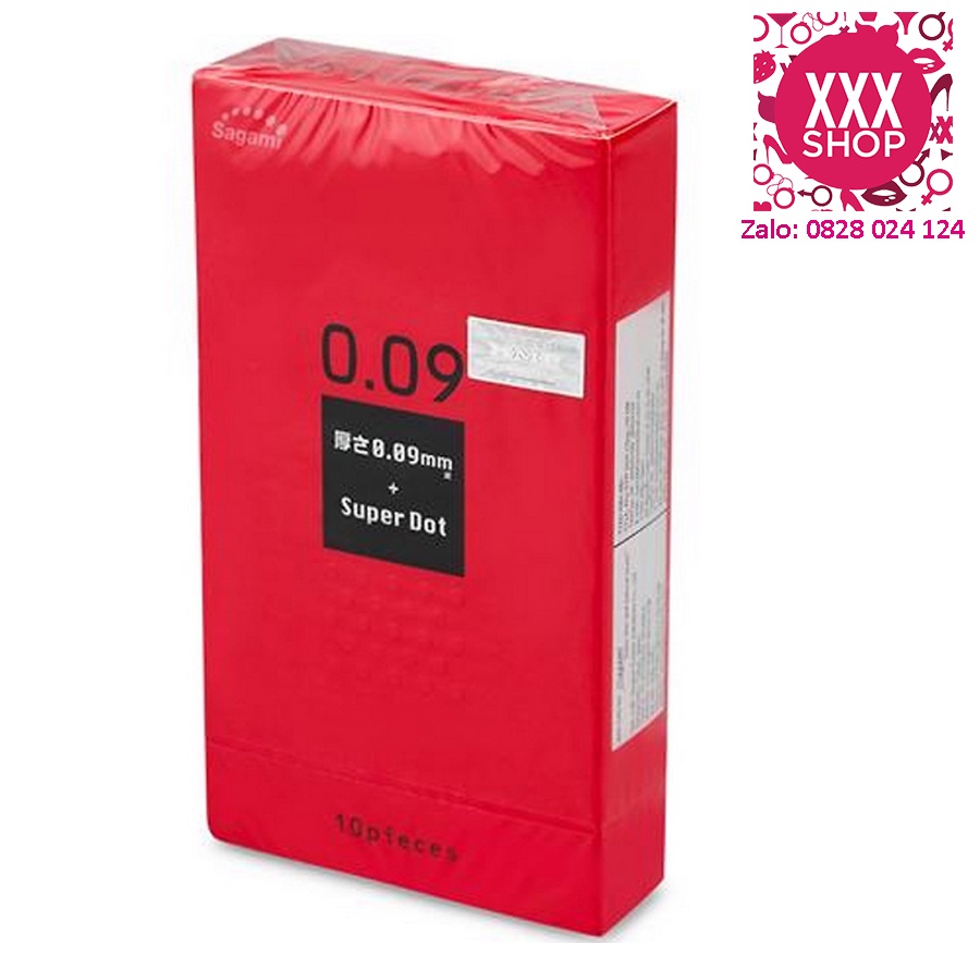 Bao cao su Sagami Super Dot 0.09 - có gai - dày 0.09mm - Hộp 10 chiếc